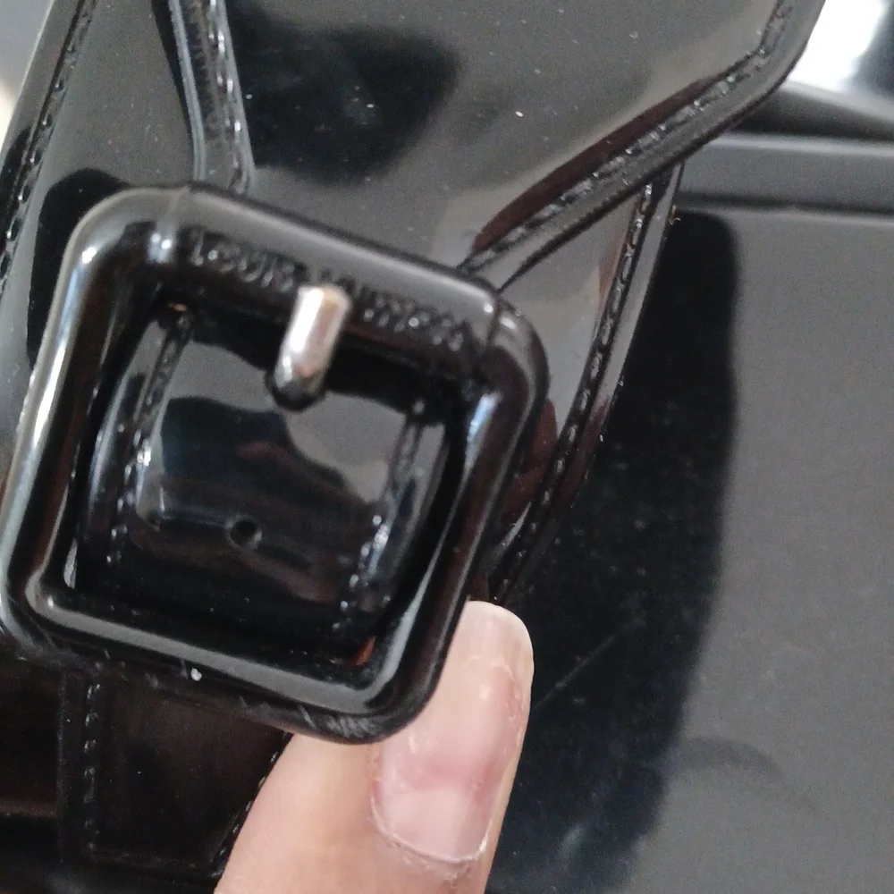 Louis Vuitton Brown Monogram & Black Patent Leather Sandals